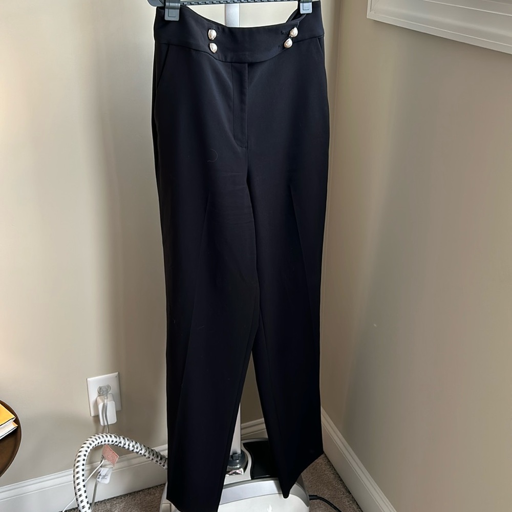 Calvin Klein Wide-Leg Faux-Pearl Pants